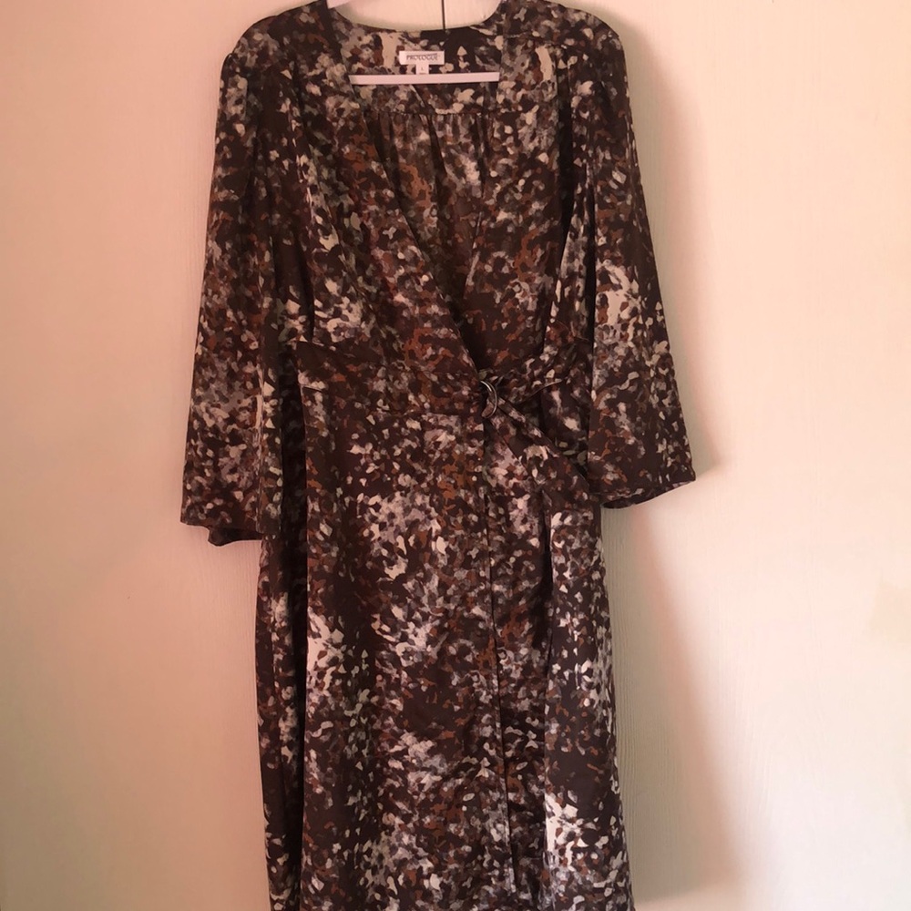 Woman’s fall Elegant Brown abstract Patterned Women's feminine Dress